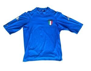 ITALY 2002 2004 BLUE HOME FOOTBALL SOCCER KAPPA JERSEY MENS SIZE L Y2K Vintage